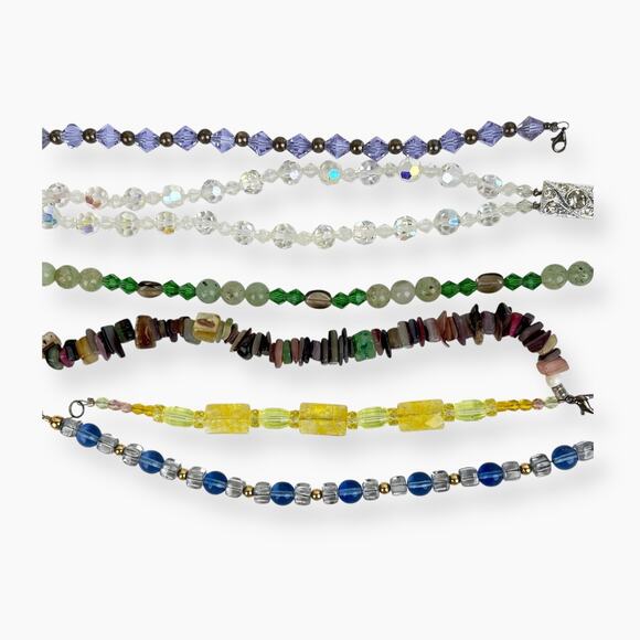 Fashion Tennis Bracelets Lot 6 Colorful Beads Natural Stone Chips Clasp Toggle - Picture 4 of 9